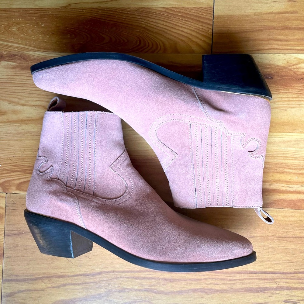 Dusty Rose Suede Ankle Boots - Brand New